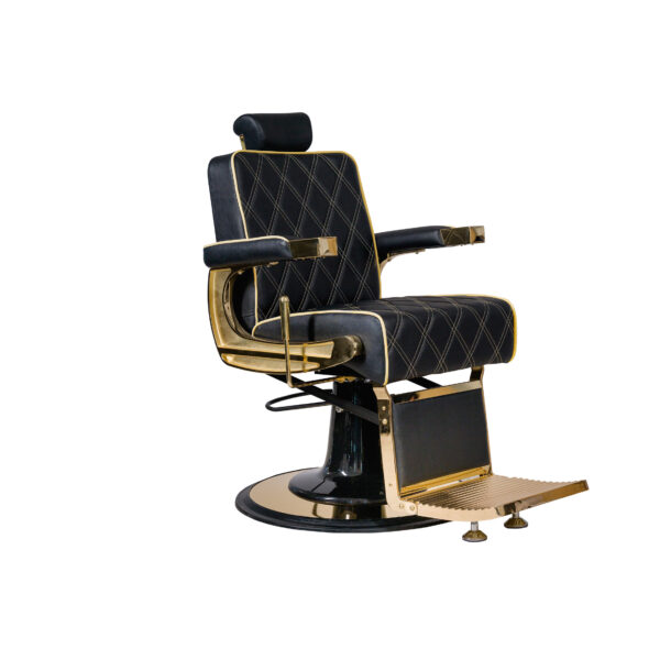 fauteuil de barbier noir et or style rétro industriel pour coiffeur barber